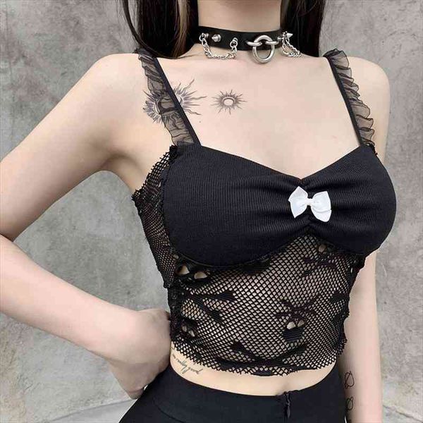 

selling perspective umbilical print small sling with skull head lace mesh suspender in europe and america, White