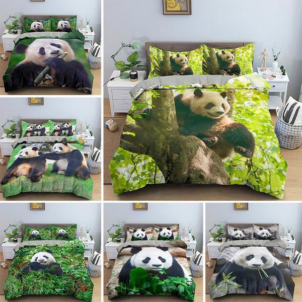 

bedding sets gift panda printed 2/3pcs set bamboo duvet cover for child bedclothes with pillowcase comforter covers bed