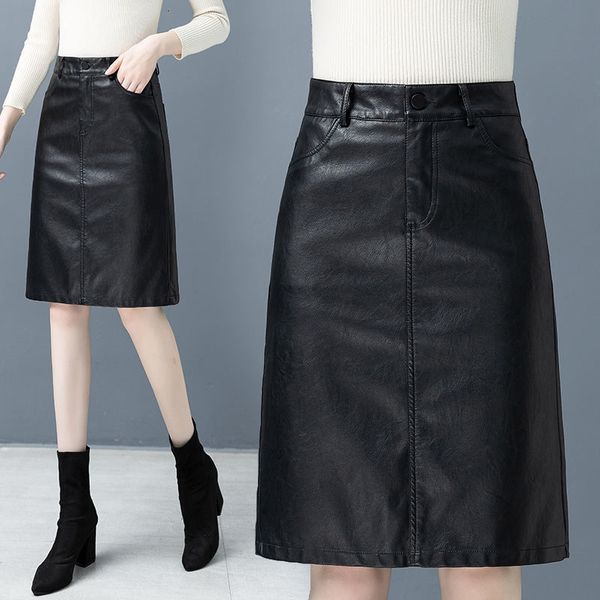 

medium female skirt winter wear sheepskin leather the line skirts longer size 4xl y301 0o0o, Black