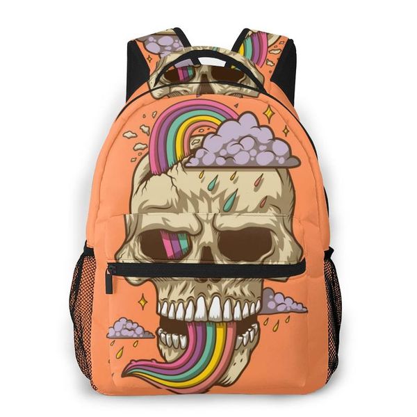 

backpack mountaineering funny rainbow skull shoulder bags backpacks