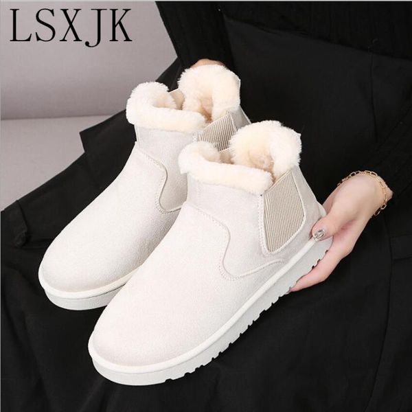 

boots lsxjk women's winter jacket snow women plus cashmere 2021 fashion short tube student warm bread cotton shoes, Black