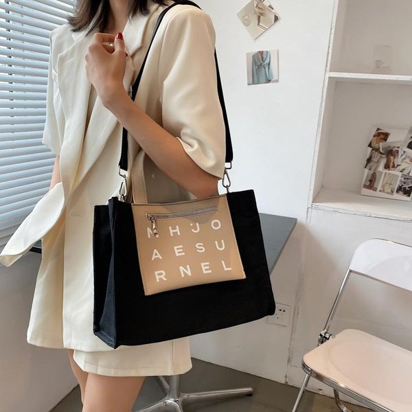

evening bags 2021 brand large-capacity canvas high-quality texture wild western style fashion women single shoulder diagonal tote handbag