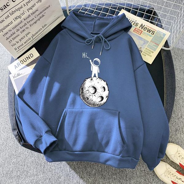 

men's hoodies & sweatshirts cartoon astronaut print mens casual pockets hooded 2021 autumn fleece loose man hip hop streetwear hoody, Black
