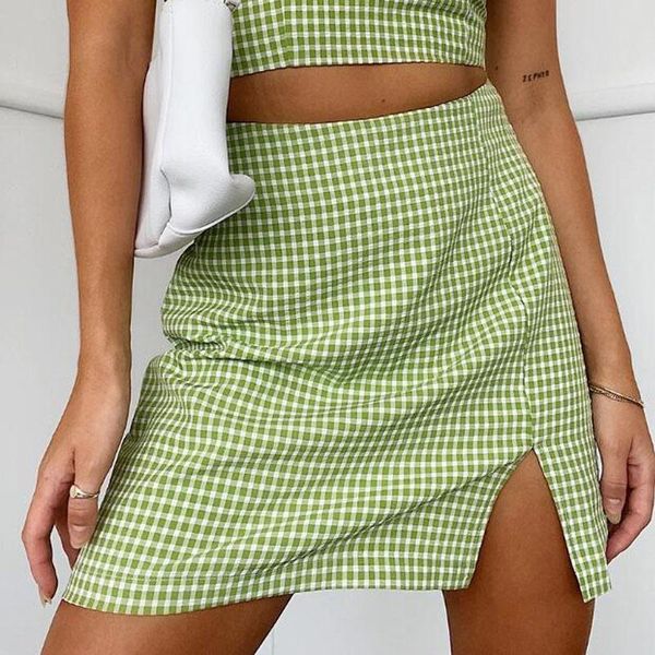 

skirts summer women's skirt casual plaid mini, Black