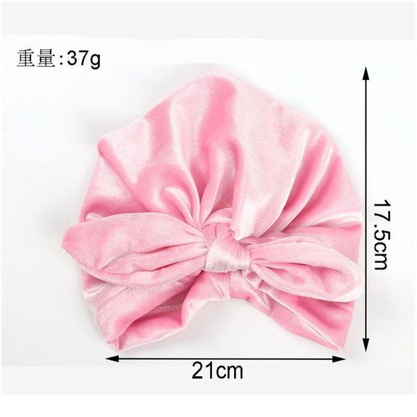 

8m-3y baby turban hat infant toddler soft velvet bowknot turban baby boy girl bunny hat kids autumn muslim hat baby pho jllxxx, Yellow