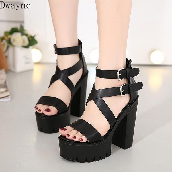 

dress shoes roman sandals female summer 2021 thin belt thick bottom with super high heels nightclub fashion 13cm women's, Black