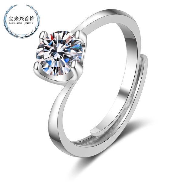 

ring t family six claw silver plated imitation tauren diamond can be made of 18k gold mosangshi