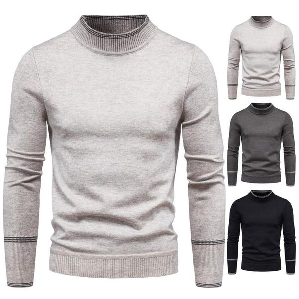 

men's sweaters half turtleneck sweater knitted pullover solid fashionable warm for autumn and winter, White;black