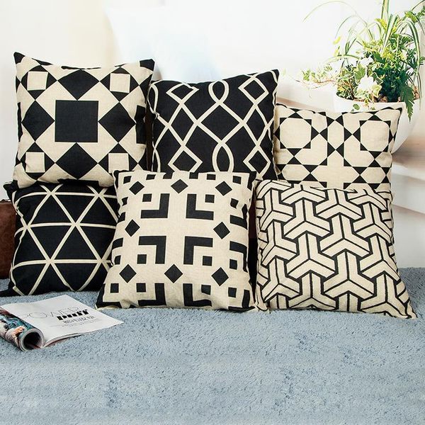 

cushion/decorative pillow factory direct sales black and white minimalist nordic pillowcase office sofa cushions linen car wholesale