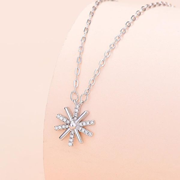 

chains sun descendant song hye-kyo ginger moo smoke necklace with female fashion zircon sunflower pendant collarbone chain, Silver