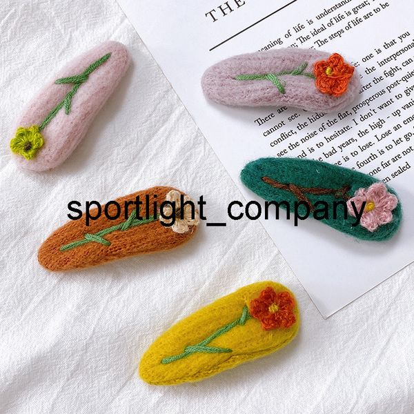 

2022 autumn and winter children cute nylon water drop ornament hair clips grils knitting flower hairpins kids sweet hair accessories, Slivery;white