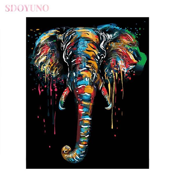 

paintings sdoyuno frameless diy oil painting by numbers for adults colorful elephant animals coloring home wall art paint