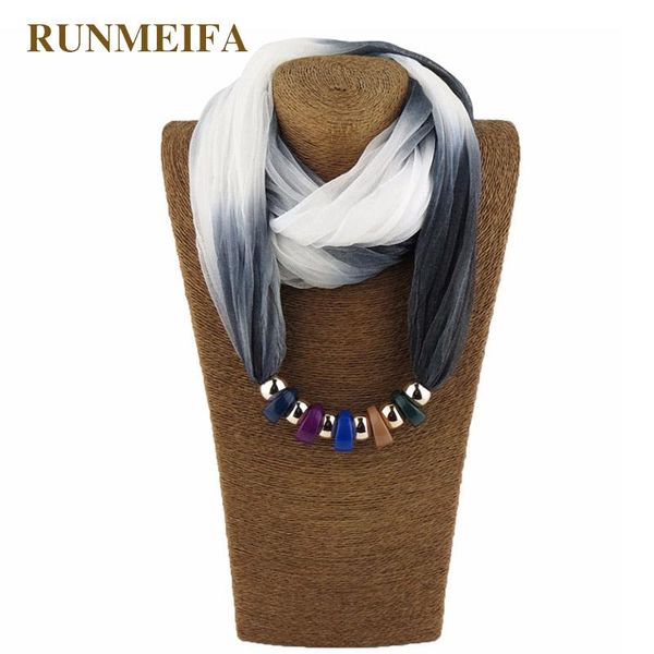 

scarves runmeifa charm pendant scarf gradient color polyester brand style silk gem jewels shaped stone, Blue;gray