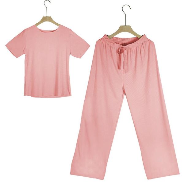 

women's tracksuits 2 two piece set women o neck crop draped long pants summer chiffon short sleeve girl tracksuit pink conjunto feminin, Gray