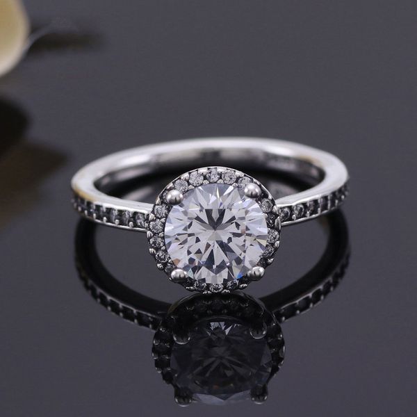 

real 925 sterling silver ring classic elegant zircon girl rings for women's gift banquet jewelry, Slivery;golden