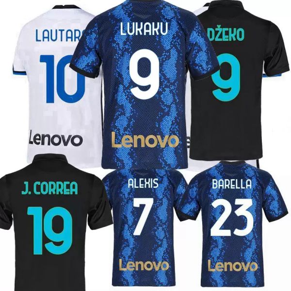 

21/22 inter soccer jerseys fans player version lukaku lautaro eriksen alexis campioni jersey 2021 2022 milan vidal men kids kits socks full, Black;yellow