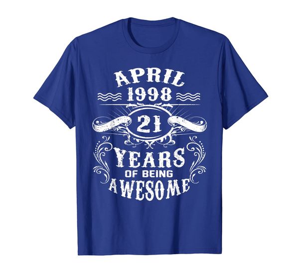 

april 1998 vintage funny 21th birthday gift t shirt, White;black