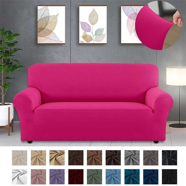 Solid Color Sofa Covers para sala de estar Poliéster moderna Elastic Corner Cock Cover Slipcovers 1/2/3/4 SETE 211116