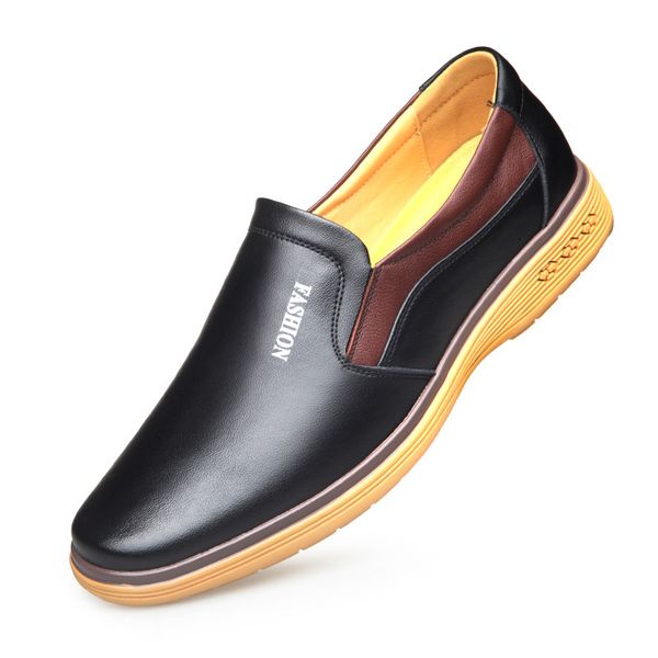

2021 white men's casual leather shoes set shoes tide one generation, Black