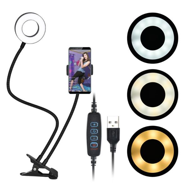 

universal selfie ring light with flexible mobile phone holder live stream makeup pgraphy camera lamp usb ring lamp