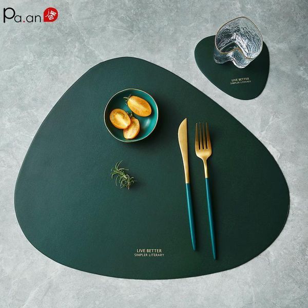 

mats & pads tableware pad placemat table mat pu leather heat insulation non-slip simple disc placemats for dining festival year