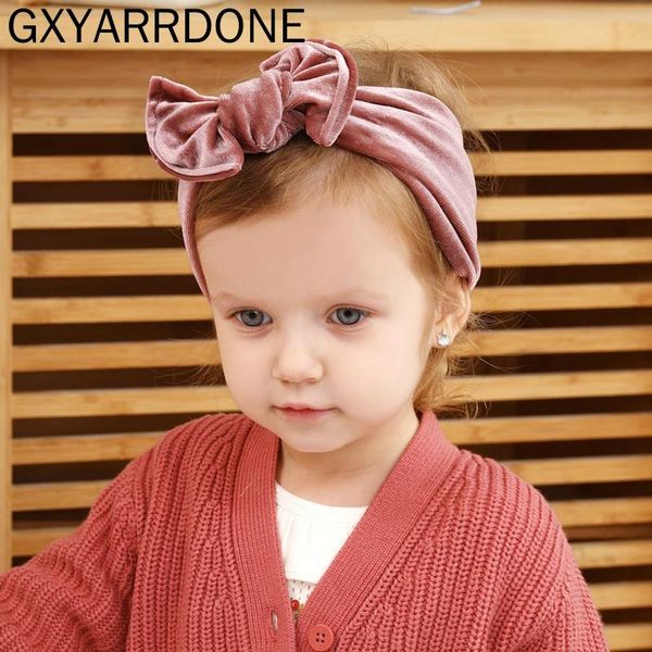 

2021 velvet headband bowknot wide solid soft hair elastic bands girls hair accessories for kids children party headwear mujer, Slivery;white