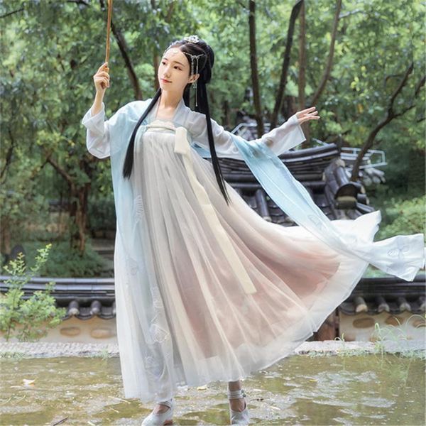 

vintage women hanfu dress tang suit set embroidery fairy girls ancient elegant dress stage performance pgraphy, Red