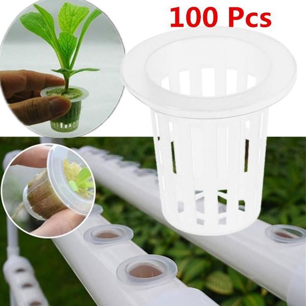 

planters & pots 100pcs mesh pot net cup basket hydroponic aeroponic planting grow clone nursery plant soilless for hydroponics/aquaponics