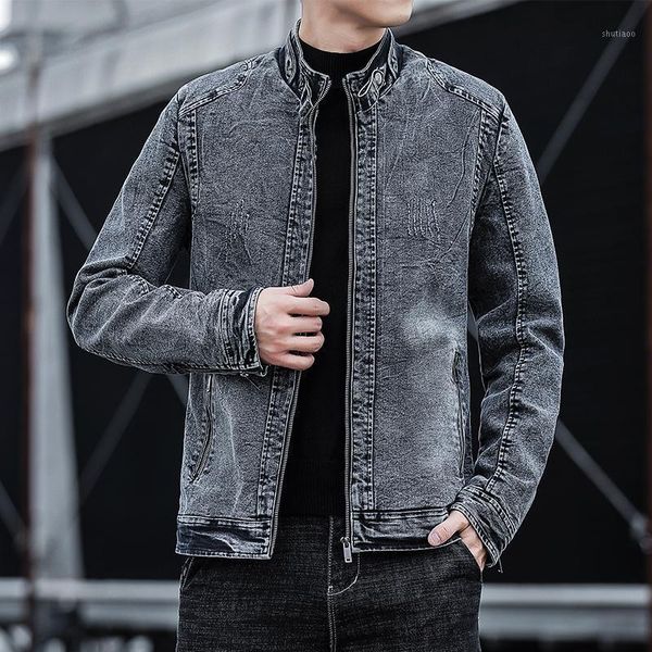 

men's jackets 2021 fashion mens denim slim fit jeans jacket cotton outwear coat long sleeve hole male clothing size m-4xl, Black;brown