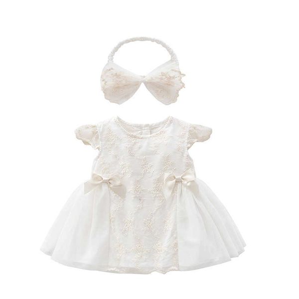 Born Girls Abito in pizzo ricamato Tutina per neonato Bambina Vestiti in morbido cotone Summer Ins Costume 210529