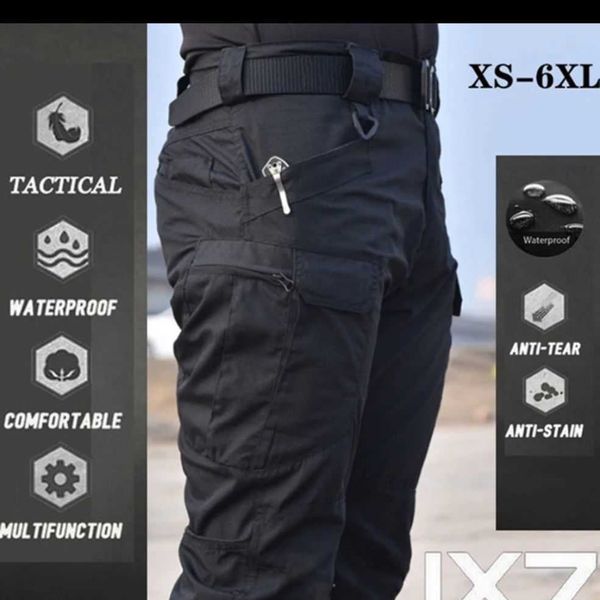 

s-3xl men casual cargo pants elastic outdoor hiking trekking army tactical sweatpants camo military combat multi pocket trousers 210702, Black