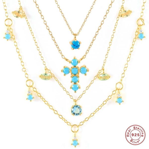 

chains mc luxury turquoise women necklace 925 sterling silver girl's choker s925 clavicle classic wedding fine jewelry