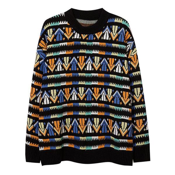 

men's sweaters knitted striped vintage geometric pattern sweater men pullover casual mens knit -xl 2021 autumn arrival, White;black