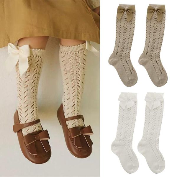 

socks baby kids toddlers girls big bow knee high long soft cotton lace kniekousen meisje girl, Pink;yellow