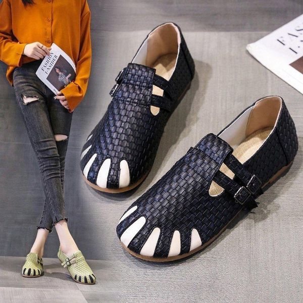 

sandals women's shoes 2021 foreign trade plus size spring college daily low-cut color flat-heel fashion single, Black