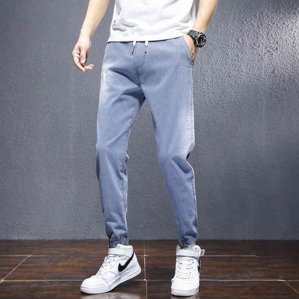 

men's jeans of the men classic summer denim thin streetwear fashion pants for high-quality male size large casual long pr25, Blue