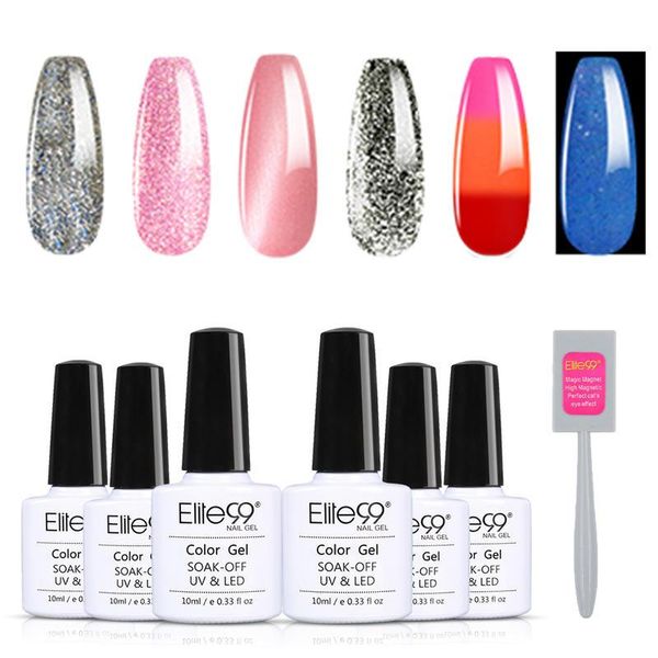 

nail art kits elite99 gel polish set 6pcs hybrid glitter varnish soak off uv led semi permanent magnet cat eye for manicure kit