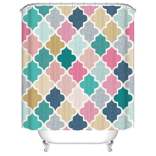 

shower curtains rainbow trellis quatrefoil colorful geometric curtain