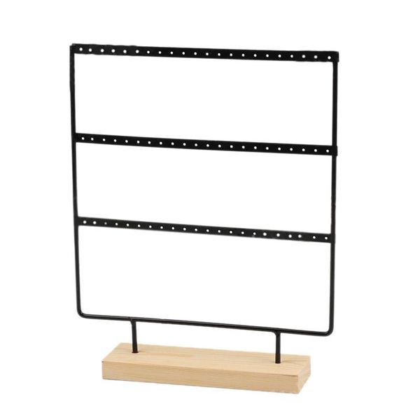 

jewelry pouches, bags earrings presenting rack wooden base metal ear studs pendant holder display stand organizer 44/66 holes, Pink;blue