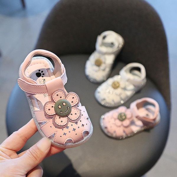 

sandals csbl kids anti-collision children casual shoes baby girls infant toddler soft bottom non-slip flowers, Black;red