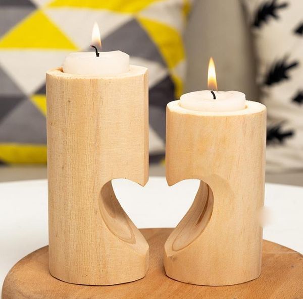 

candle holders candelero para lamparilla de madera con corazn ahuecado, decoracin mesa romntica fiesta en casa, boda