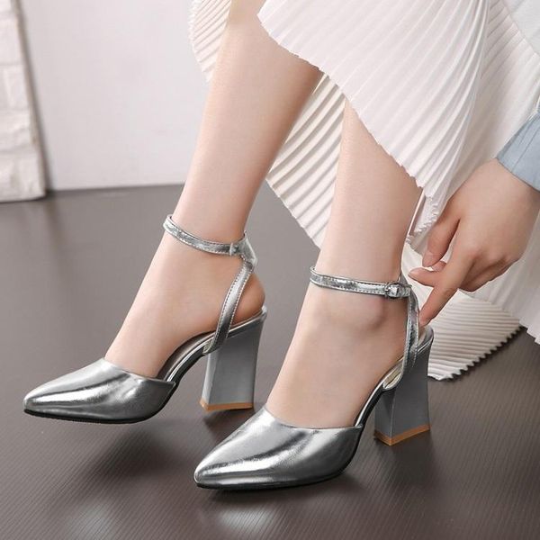 

plus size high heels sandals women shoes woman summer ladies fashionable pointed slim sandals, Black