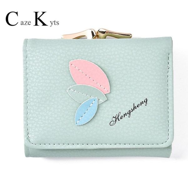 

wallets caze kyts multi-function leaf small wallet personalized button card holder korean version three-fold change, Red;black