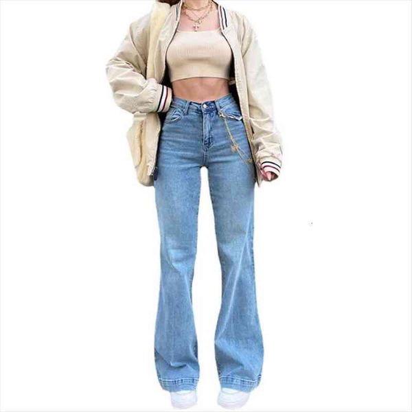 

high waist flared bell bottom women jean baggy y2k harajuku streetwear wide leg pants fashion ladies trousers, Blue