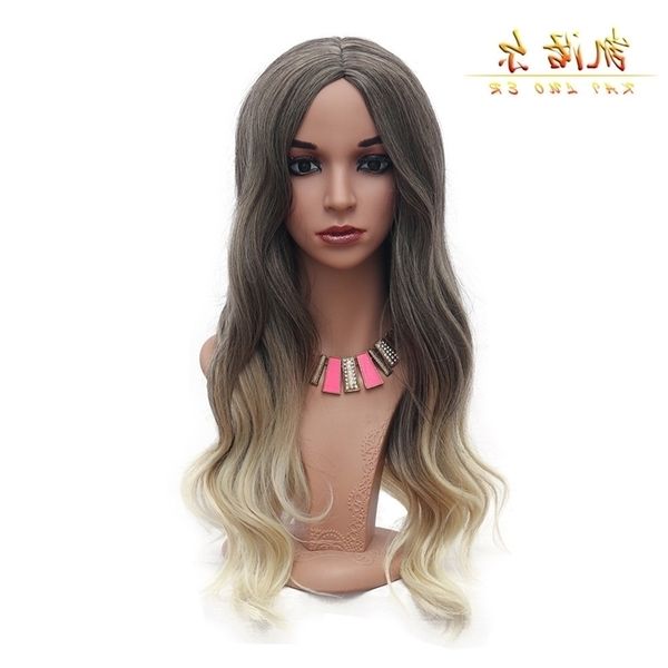 

curly hair medium medium length gray gradient female headgear, Black