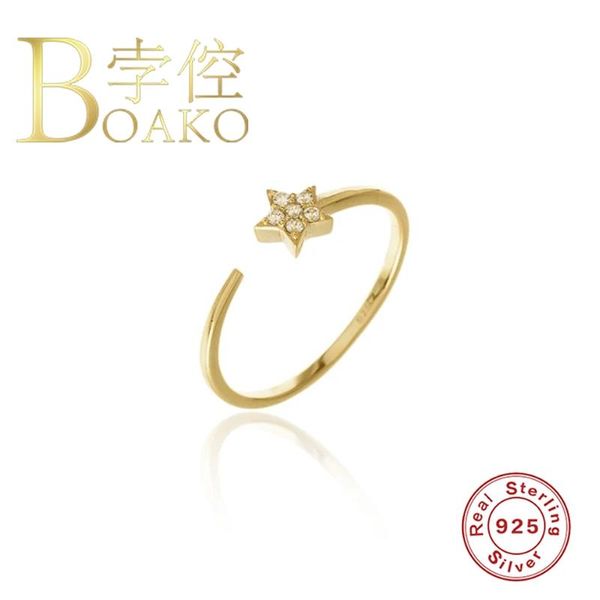 

cluster rings boako 925 sterling silver jewelry five star diamond for women fashion luxury wedding gold/silver anillos, Golden;silver
