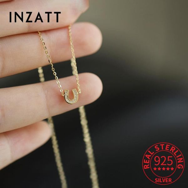 

chains inzareal 925 sterling silver zircon letter u 14k gold choker necklace for women fine jewelry cute accessories drop