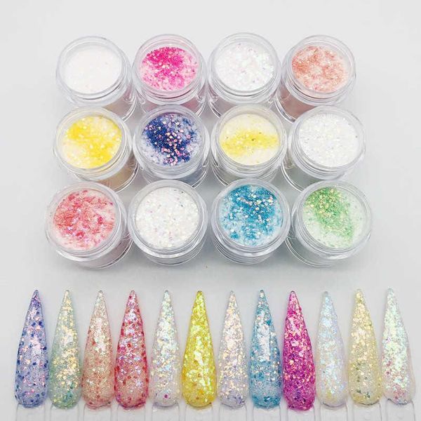 

nail glitter 6g/bottle acrylic powder with holographic dip nails art monomer accessories for builder gel extensions yt, Silver;gold