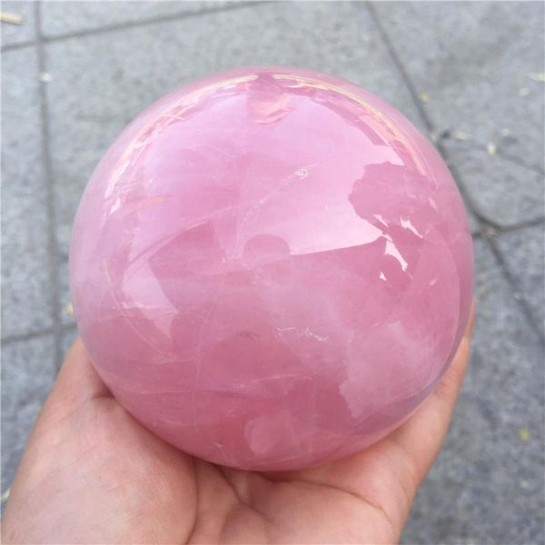 

decorative objects & figurines quality natural pink quartz crystal sphere meditation rose ball reiki healing remove negative energy 1pcs