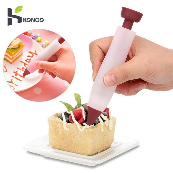

baking & pastry tools konco cake pan pen cream chocolate fruit jam plunger design decorating supplies silicone plastic icing piping